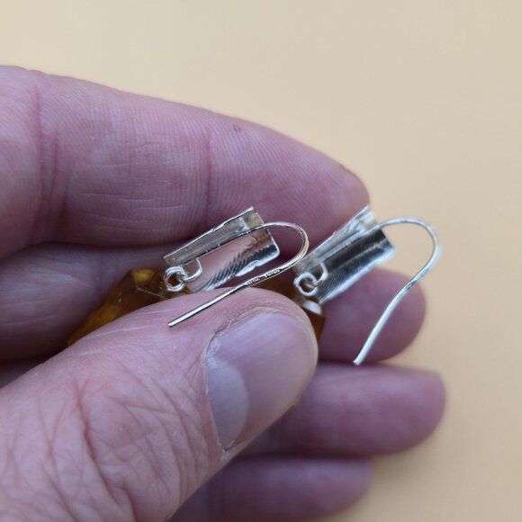 Sterling Silver Faux Amber Handmade Earrings A5763 - Picture 4 of 6